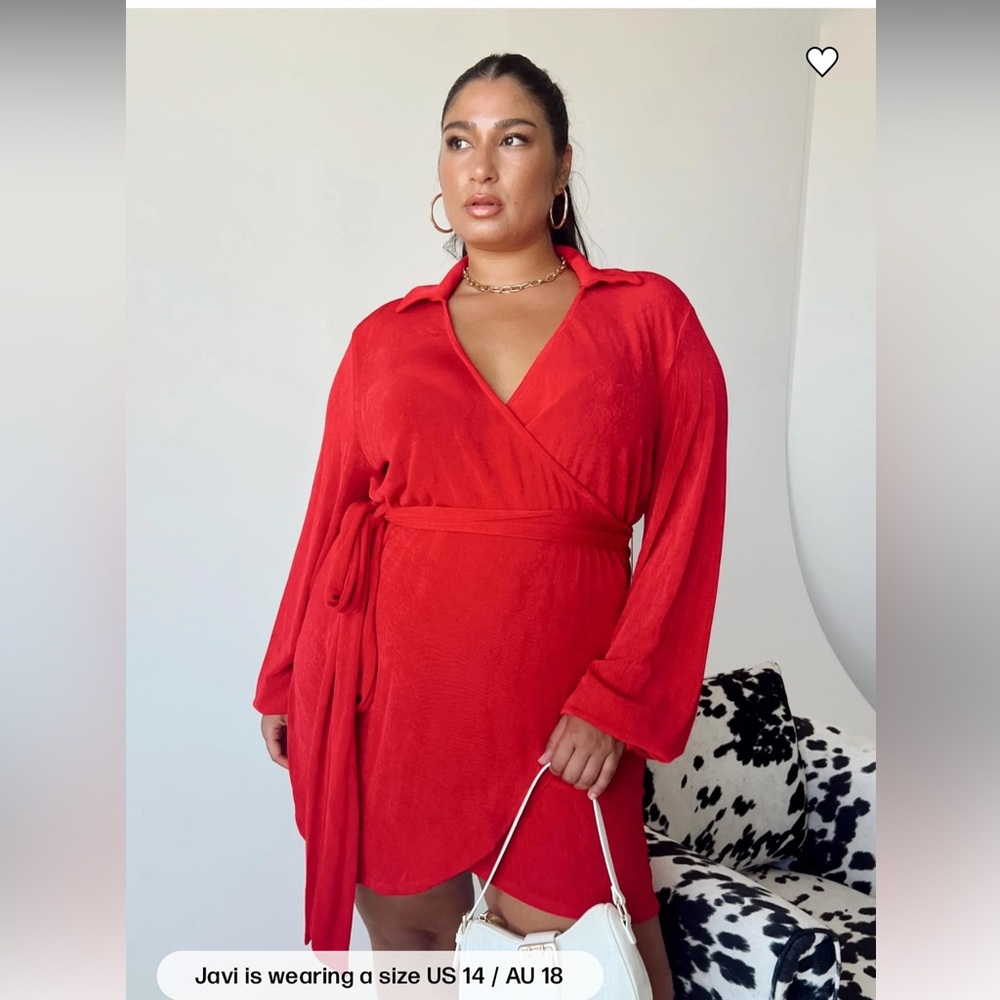 Princess Polly Red Long Sleeve Wrap Dress